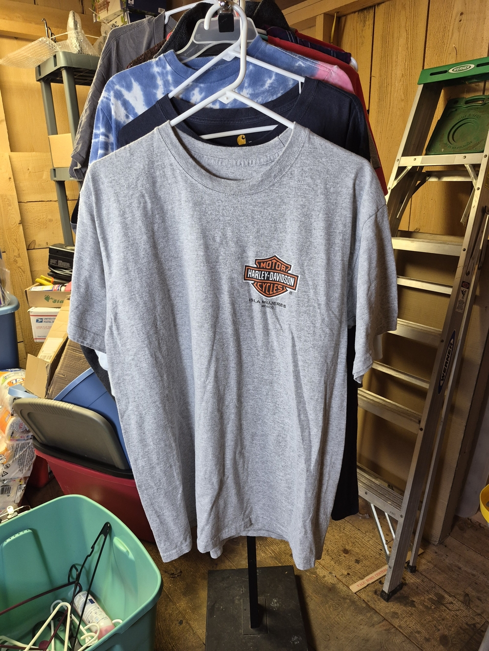 Harley-Davidson Gray Short-Sleeve Tee with Orange & Black Logo Bin 63